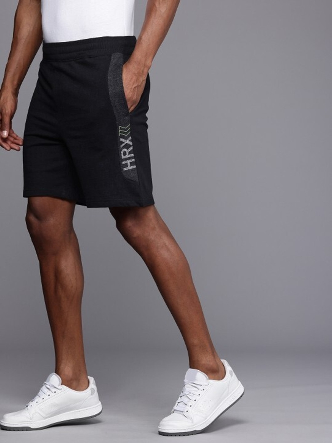 Image of HRX by Hrithik Roshan Self Design Men Black Regular Shorts