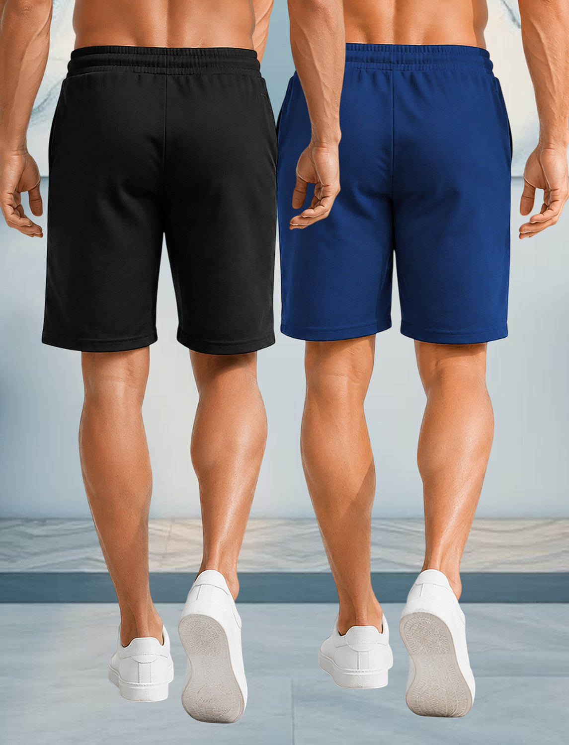 Image of FEEL TRACK Solid Men Black, Blue Regular Shorts