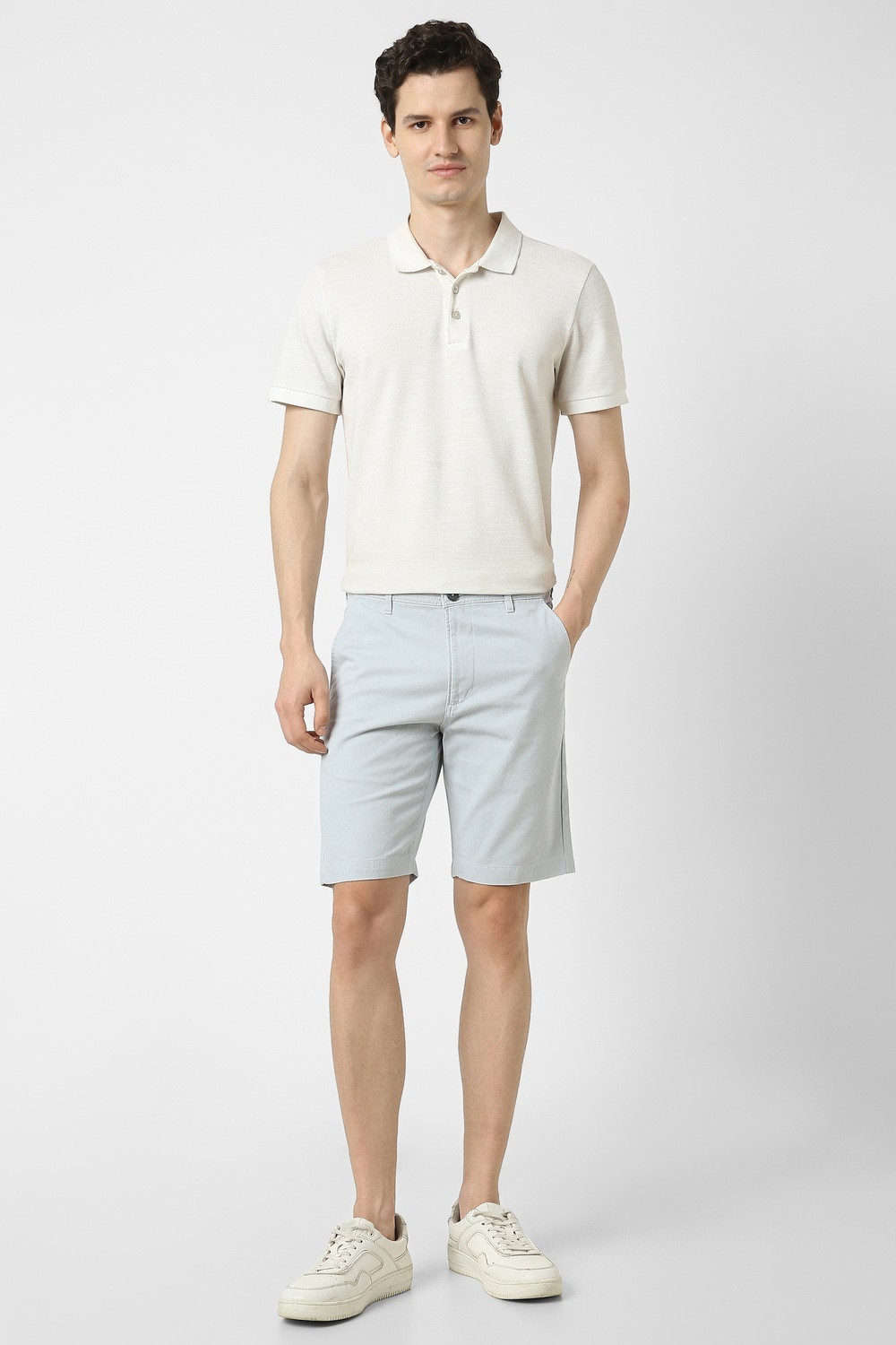 Image of PETER ENGLAND Solid Men Light Blue Regular Shorts