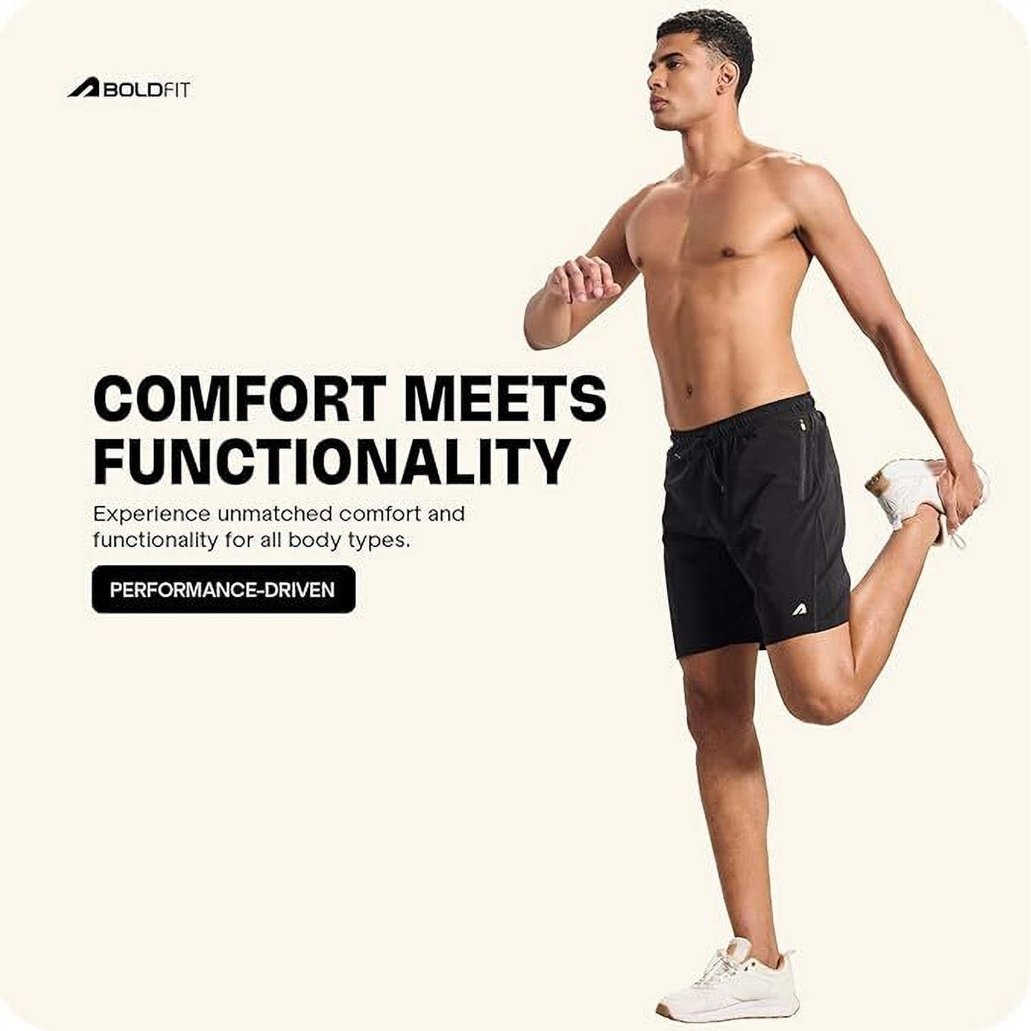 Image of BOLDFIT Solid Men Black Gym Shorts