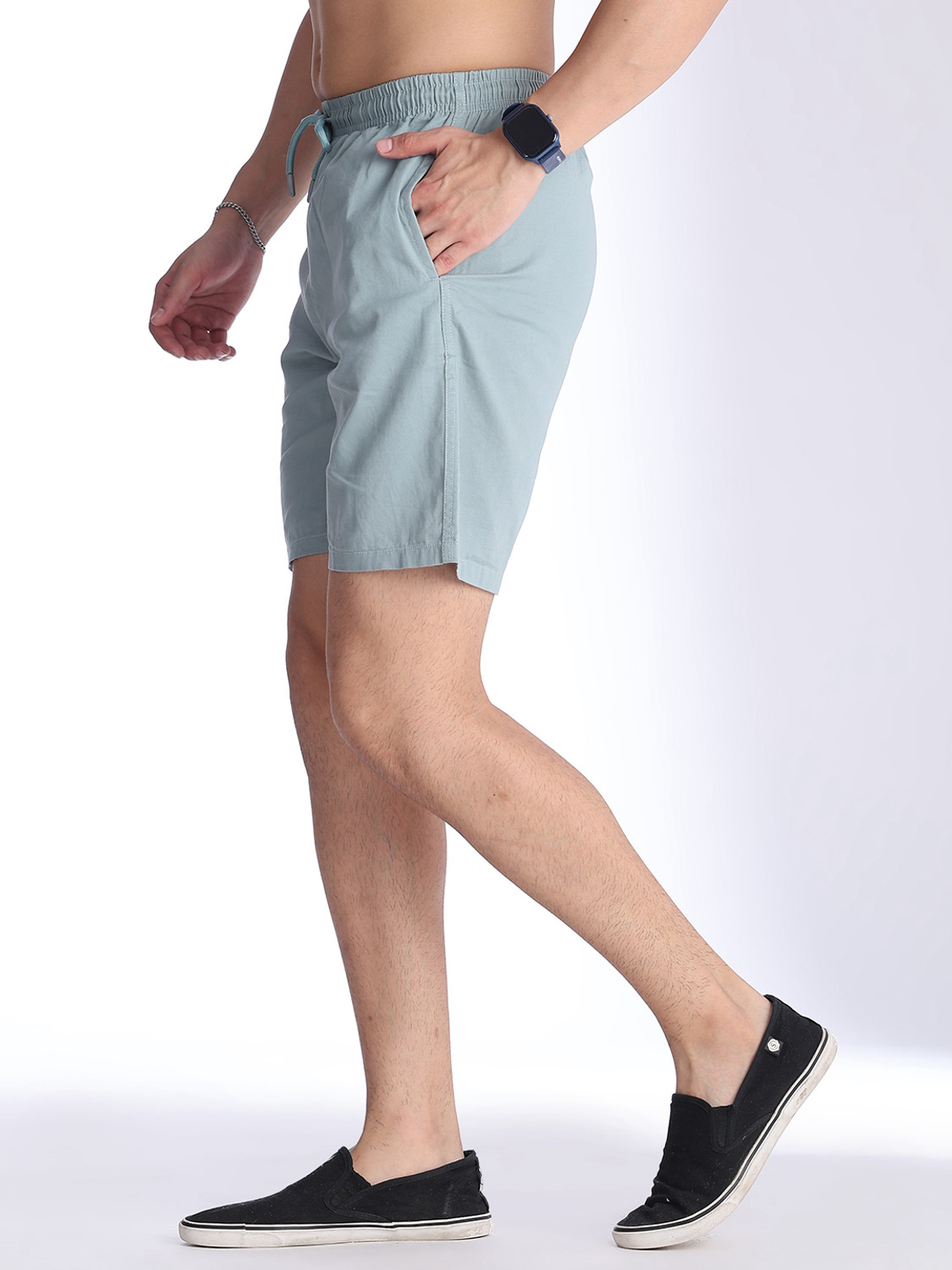 Image of V-MART Solid Men Light Blue Regular Shorts