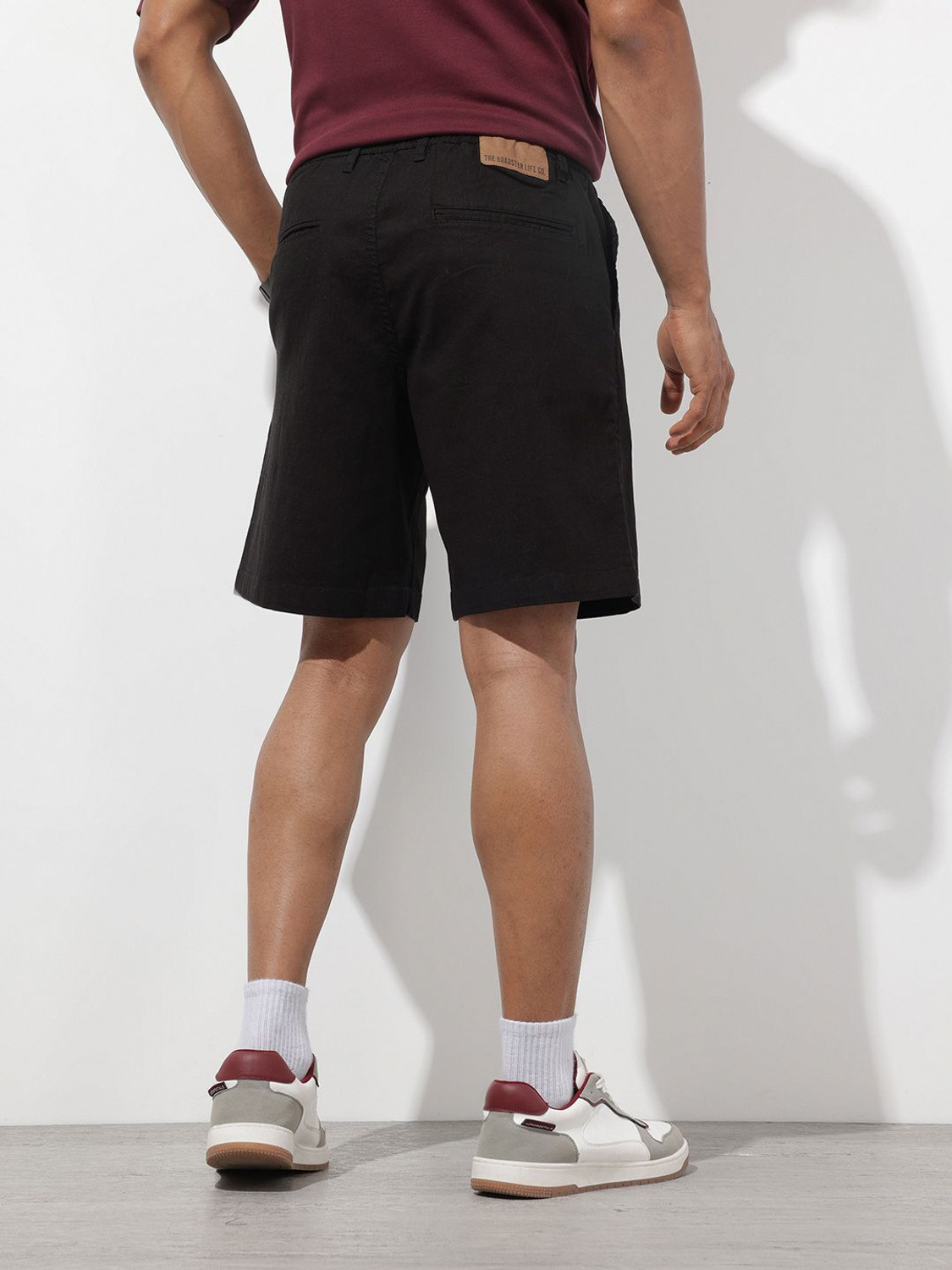 Image of Roadster Solid Men Black Regular Shorts