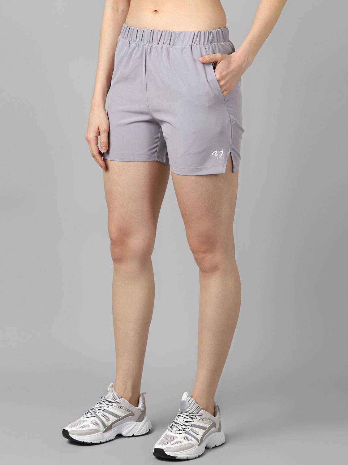 Alan Jones Solid Women Grey Running Shorts