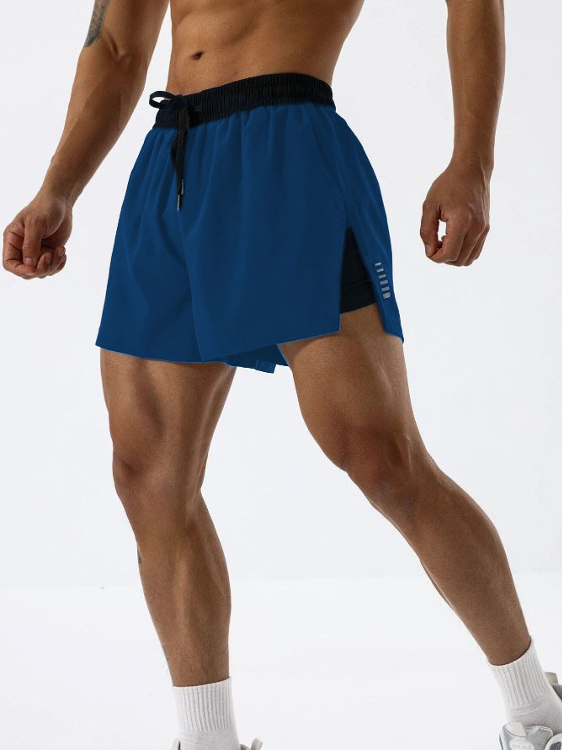 Image of CULISH Solid Men Blue Gym Shorts
