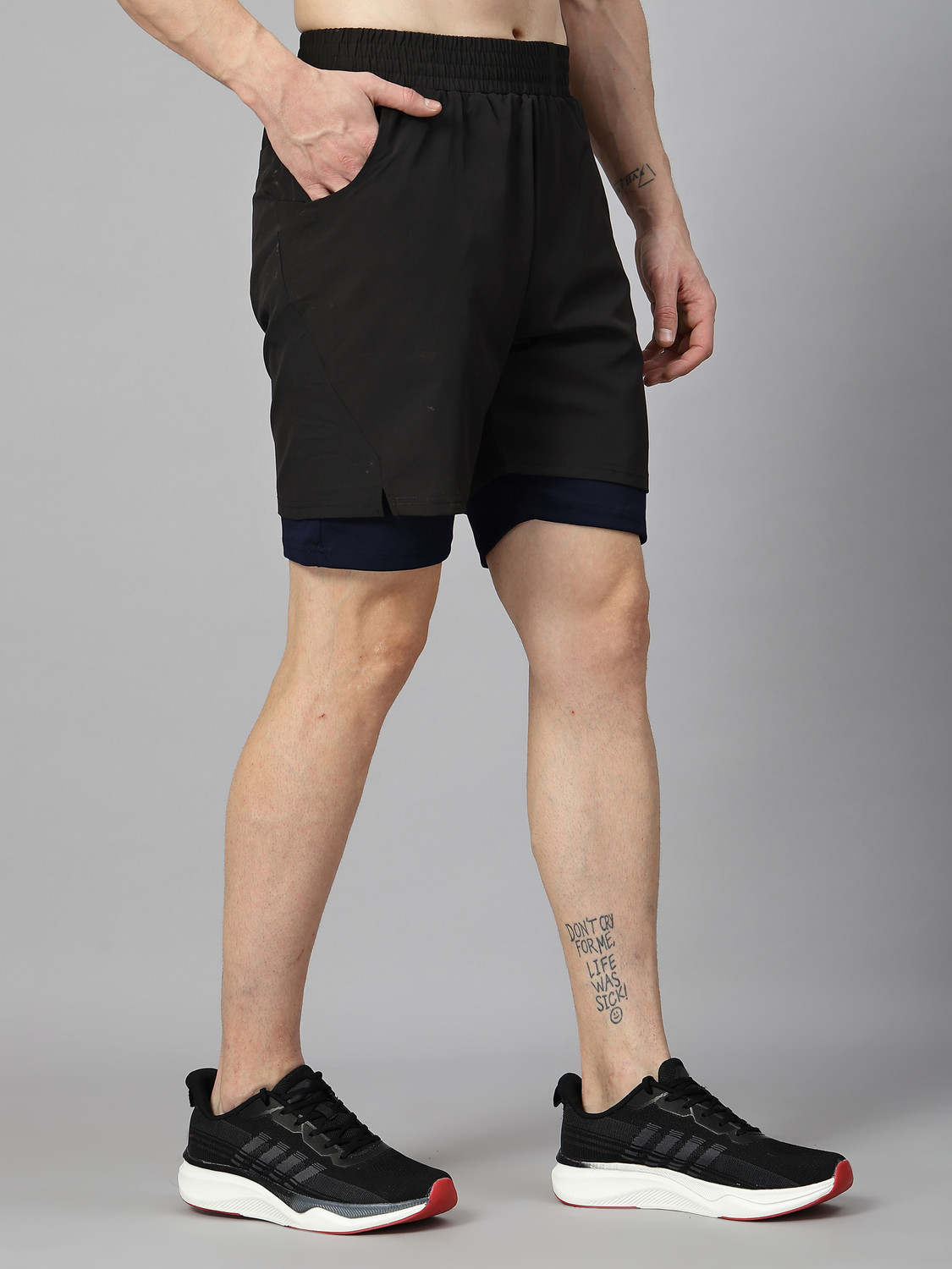 Image of HRX by Hrithik Roshan Solid Men Black, Blue Basic Shorts