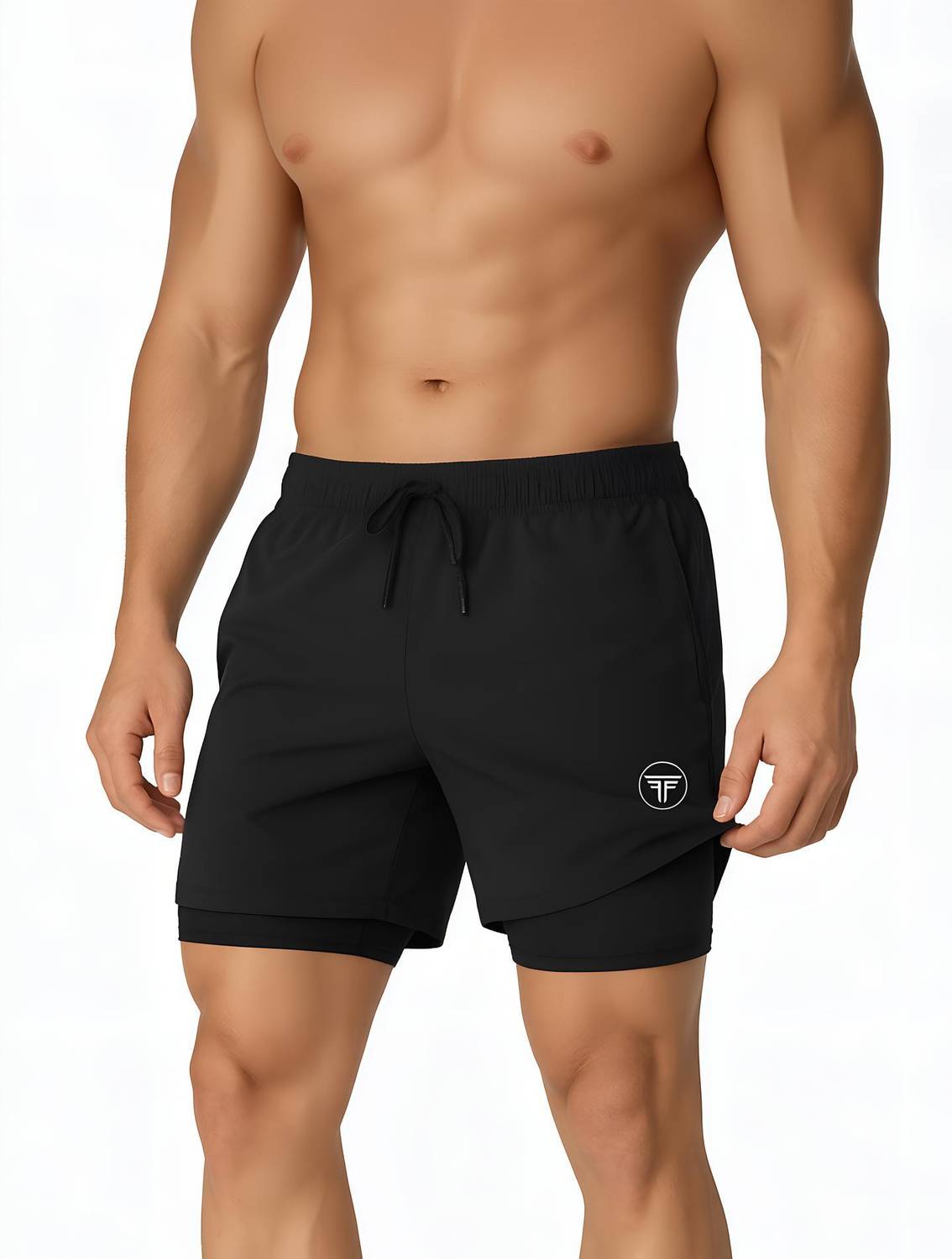 FANEX Men Black Gym Shorts - Image 1