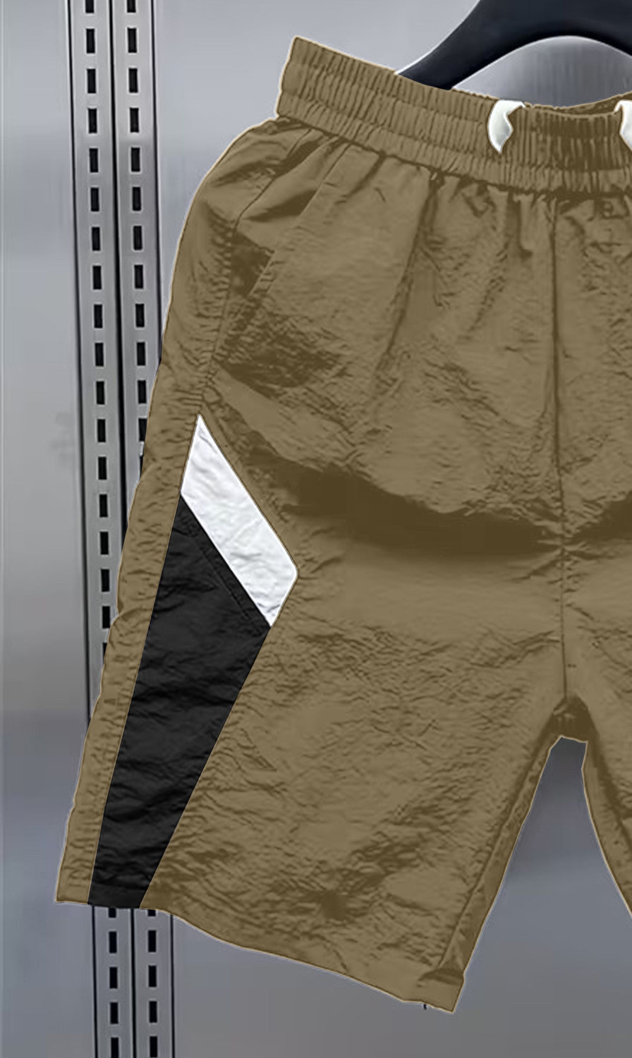 Image of TREND BISTASH COLLECTION Color Block Men Beige Regular Shorts