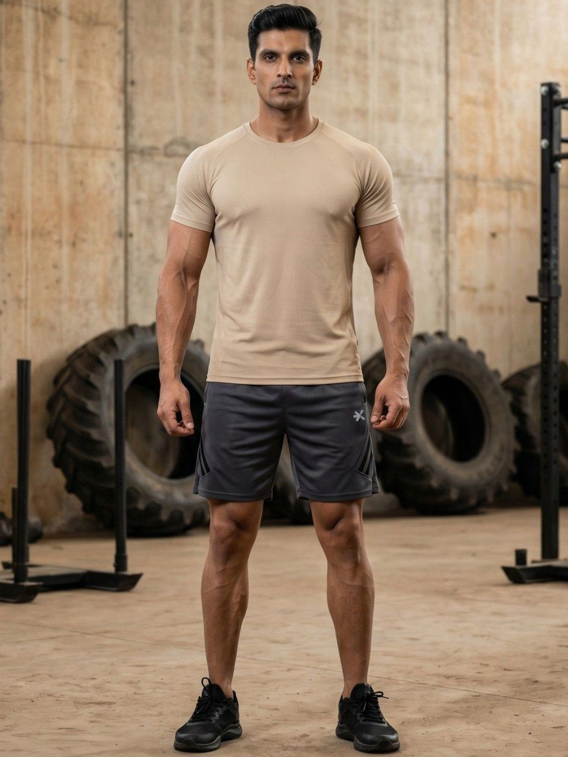 Image of HRX by Hrithik Roshan Solid Men Grey Sports Shorts