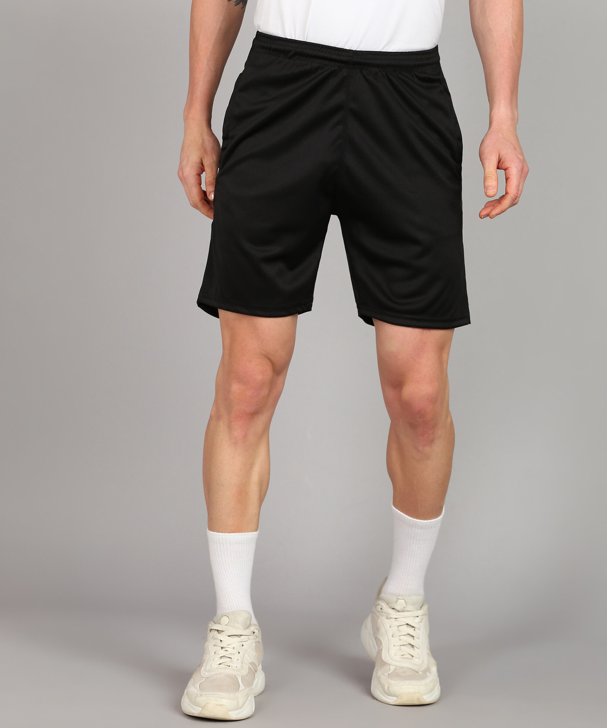 Image of BTMZ Solid Men Black, Dark Grey Sports Shorts