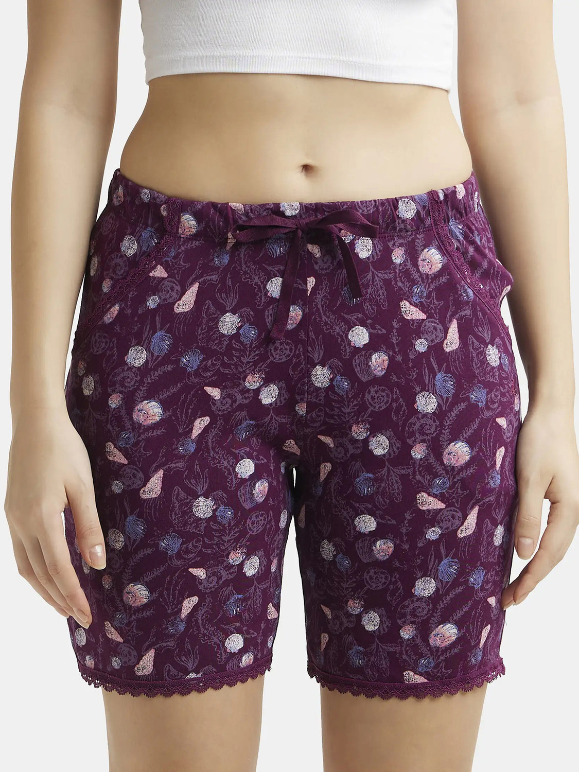 Image of JOCKEY Printed Women Purple Regular Shorts