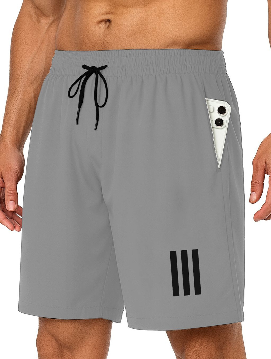Image of AVOLT Solid, Striped Men Dark Blue, Beige Sports Shorts