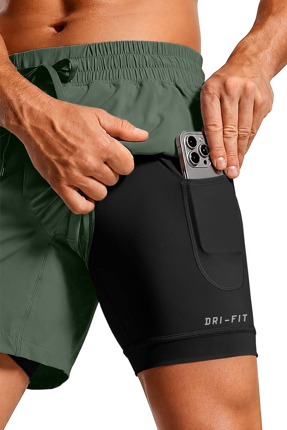 PRAVAHA Solid Men Green Gym Shorts - Image 2
