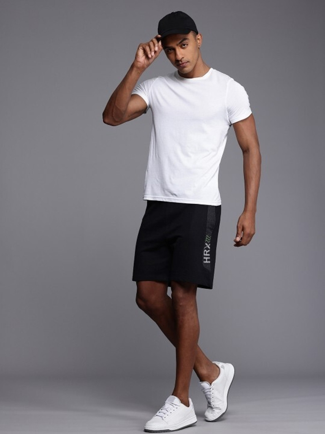 Image of HRX by Hrithik Roshan Self Design Men Black Regular Shorts