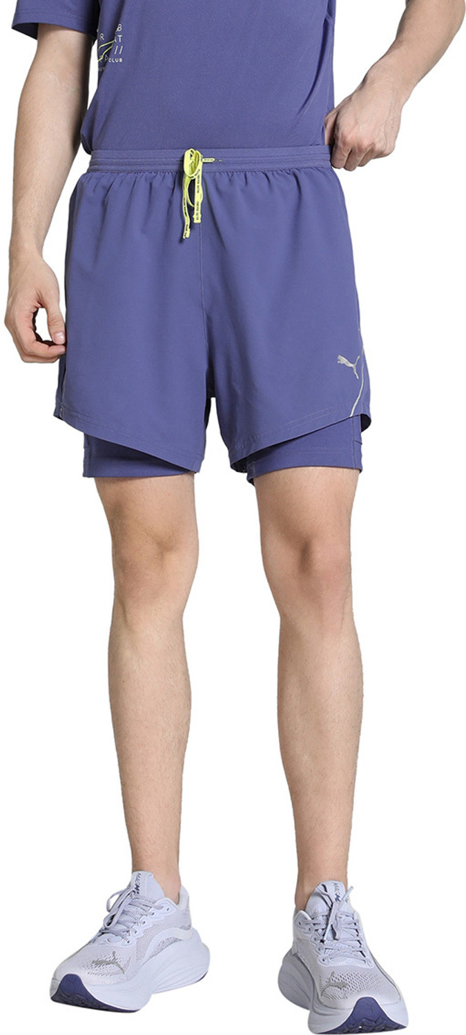 Image of PUMA Solid Men Blue Sports Shorts