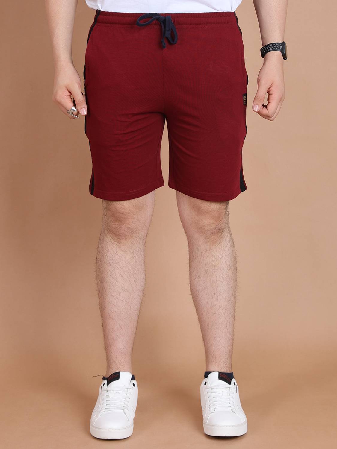 BERRYBLUES Striped Men Maroon Bermuda Shorts