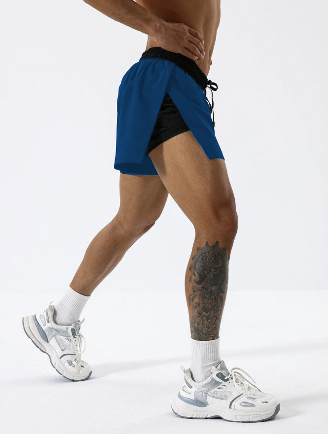 Image of CULISH Solid Men Blue Gym Shorts