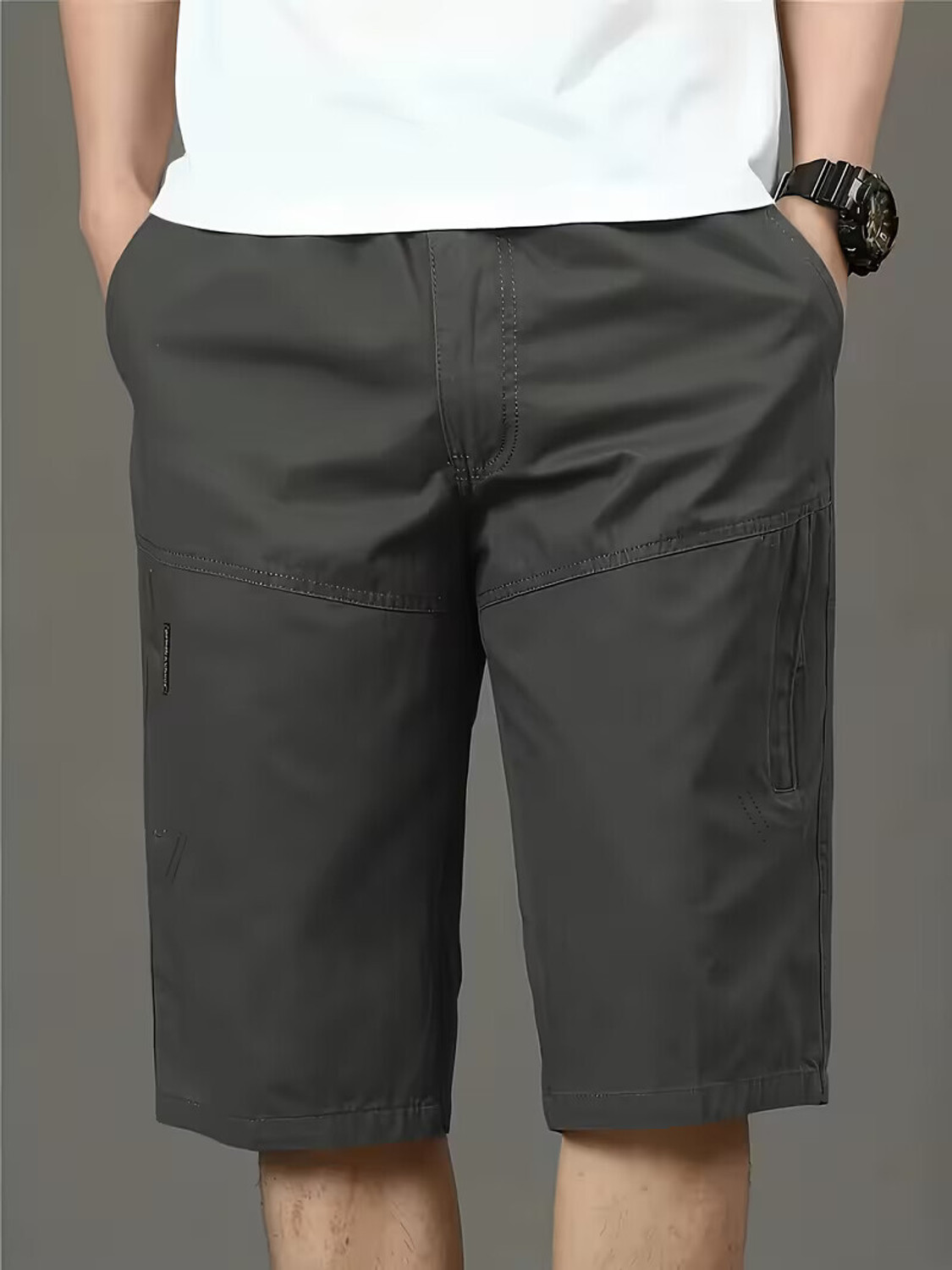 Image of sti Solid Men Dark Grey Cargo Shorts
