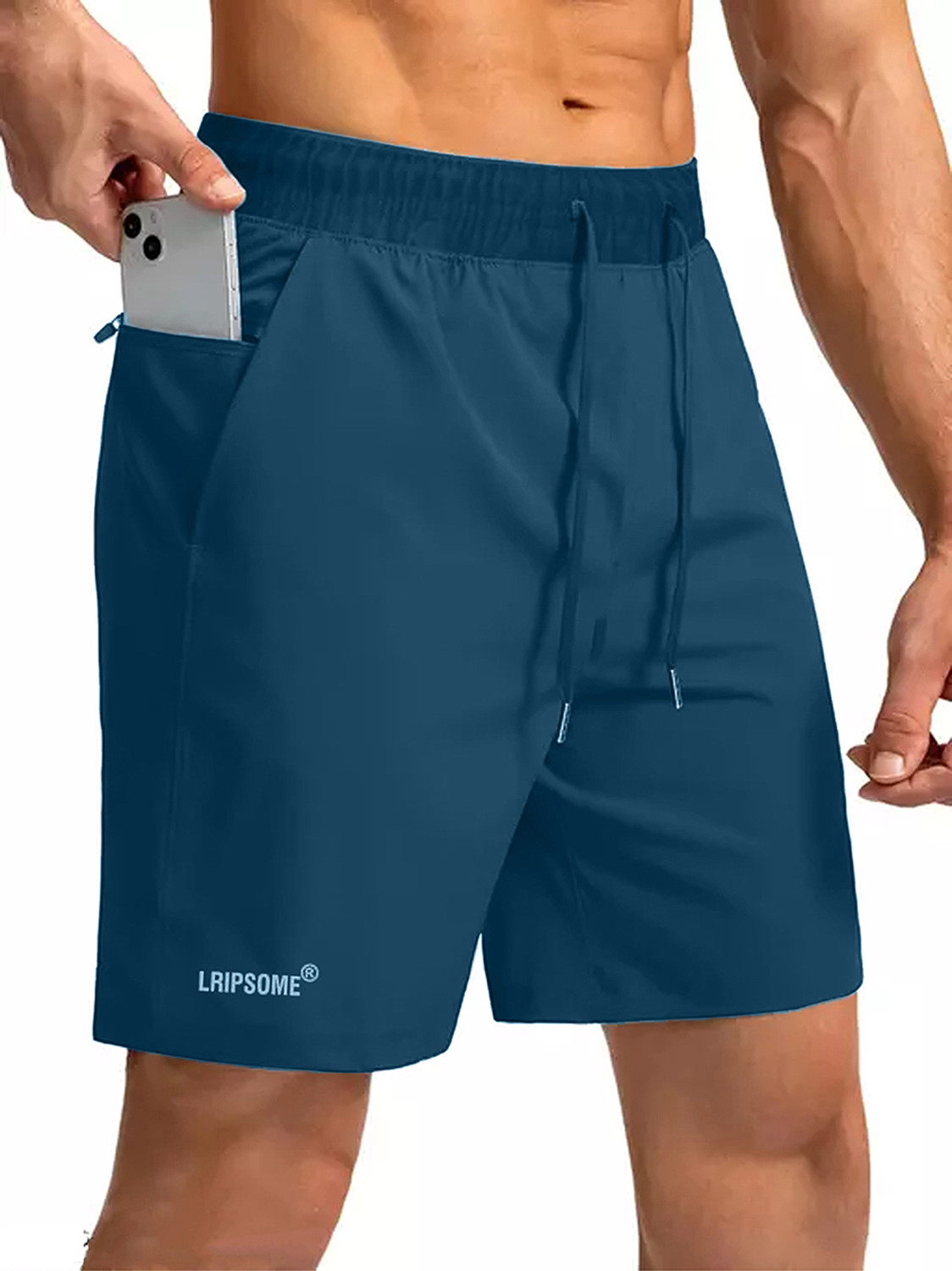 Image of Lripsome Solid Men Grey, Blue Regular Shorts