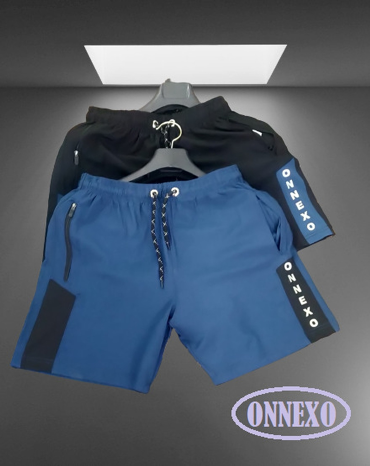Image of ONNEXO Printed Men Black, Blue Regular Shorts