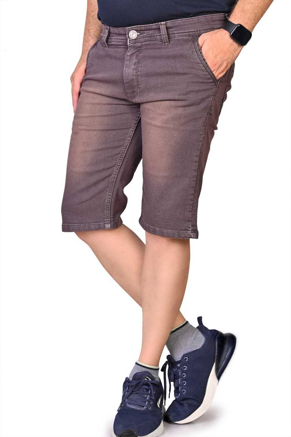 BaseCrowd Dyed/Washed Men Denim Brown Denim Shorts