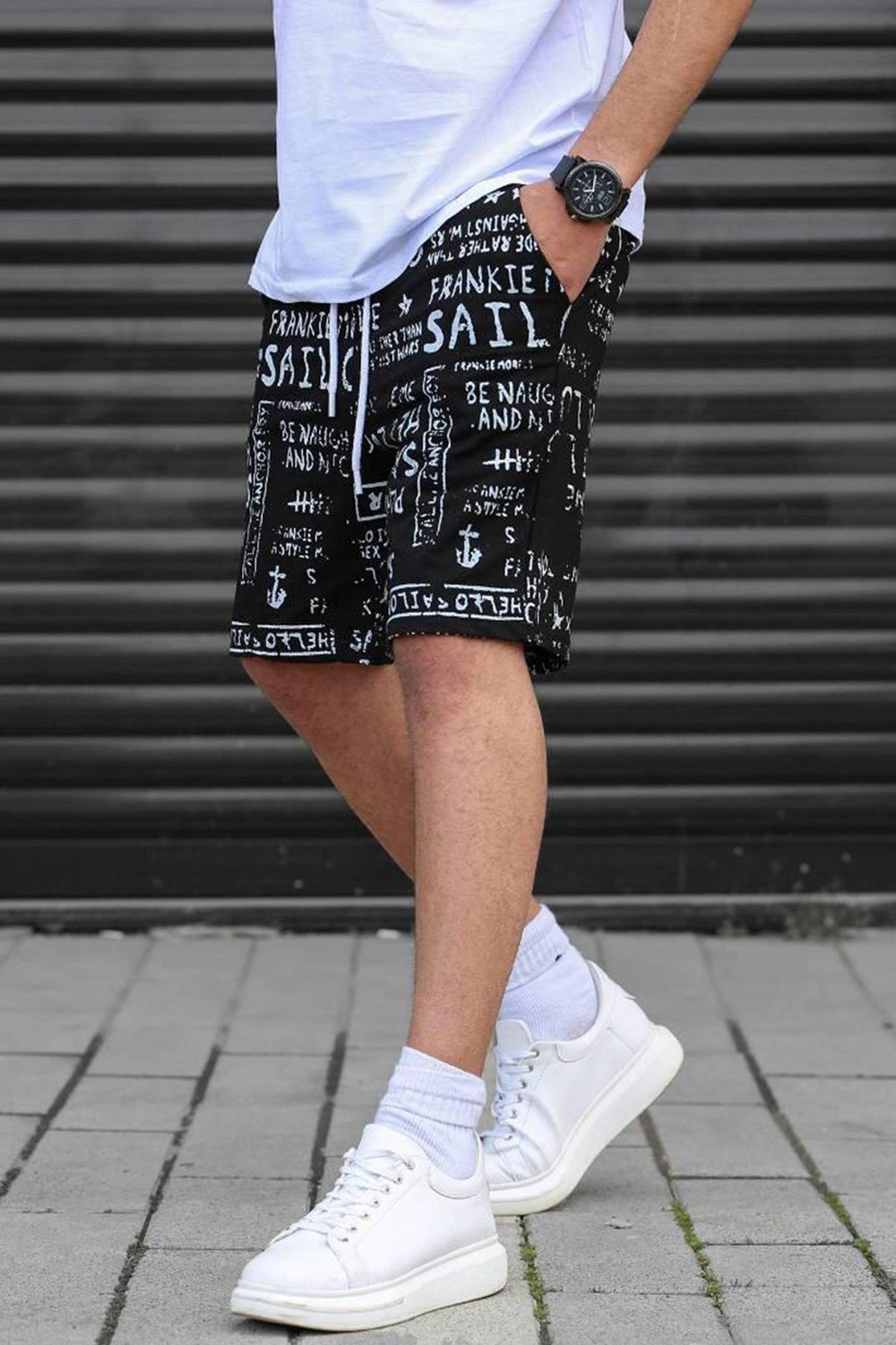 Image of Jungle Berry Graphic Print Men Black, Grey Regular Shorts