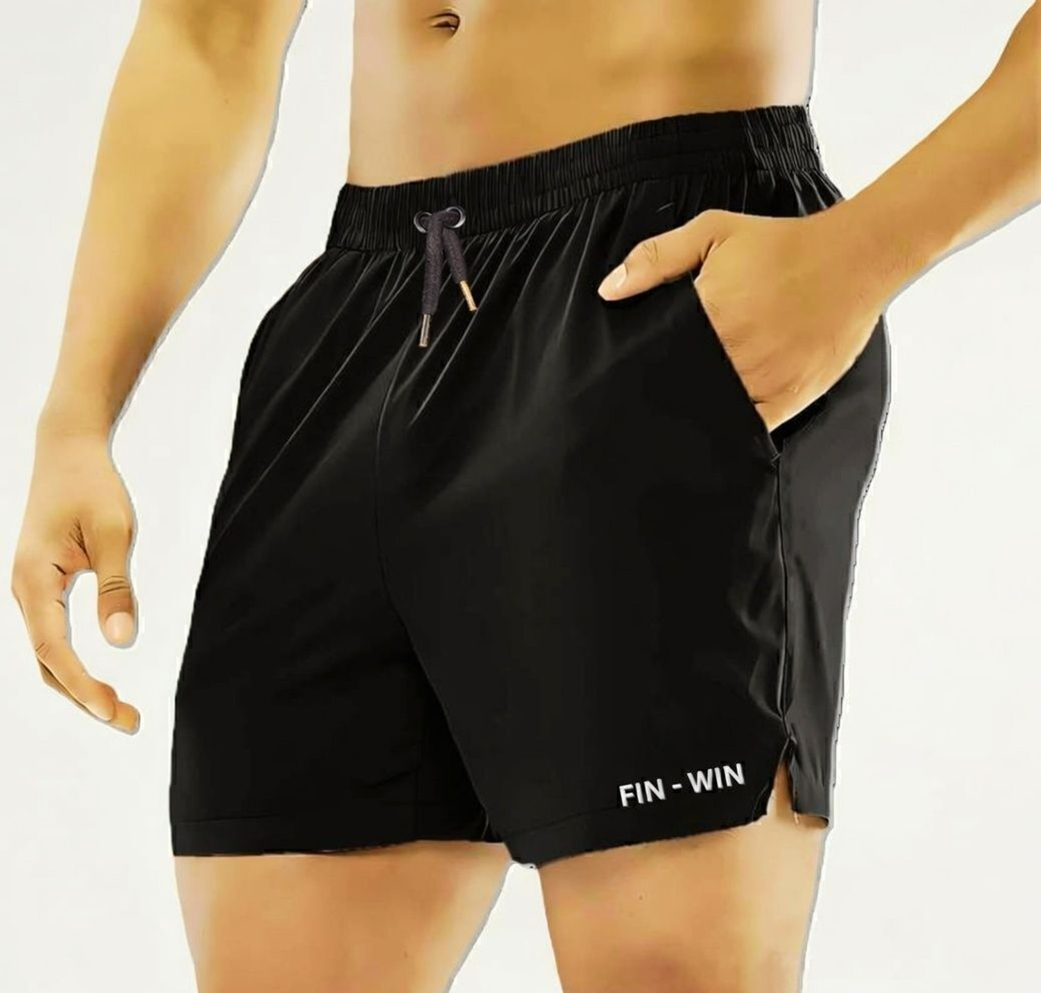 Image of FINWIN Solid Men Black Gym Shorts, Running Shorts, Sports Shorts, Casual Shorts