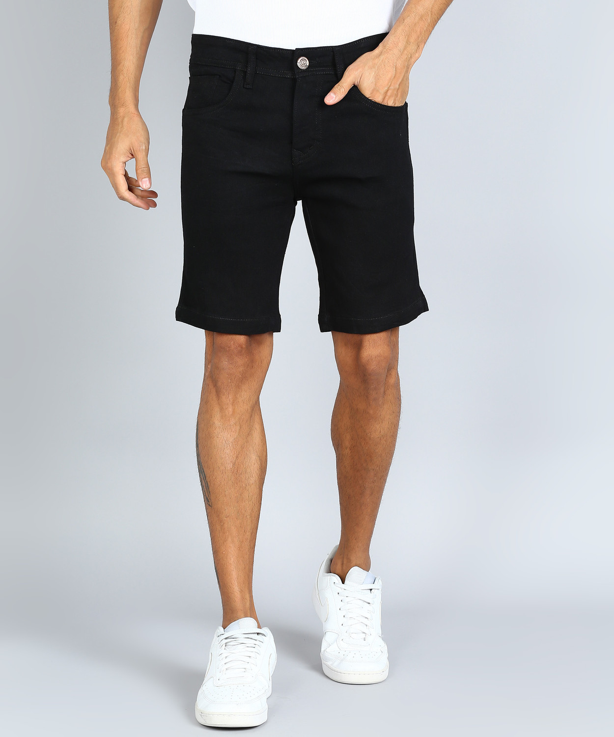 Image of Yap Solid Men Denim Black Denim Shorts