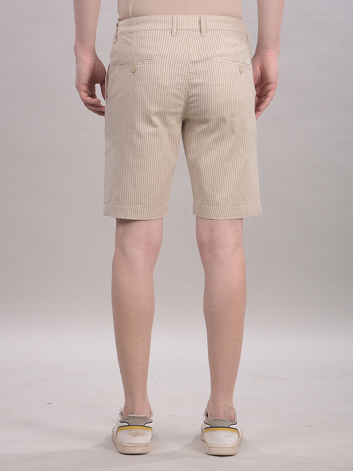 Image of CRIMSOUNE CLUB Striped Men Beige Chino Shorts