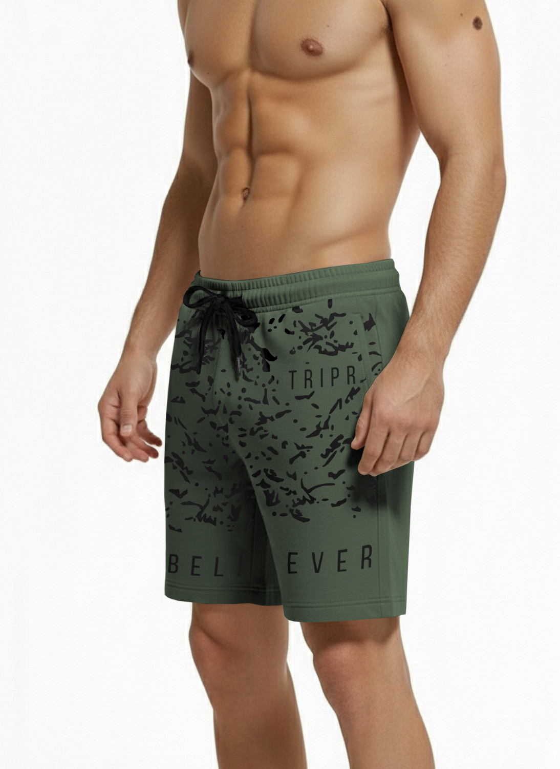 Image of TRIPR Printed Men Dark Green Regular Shorts