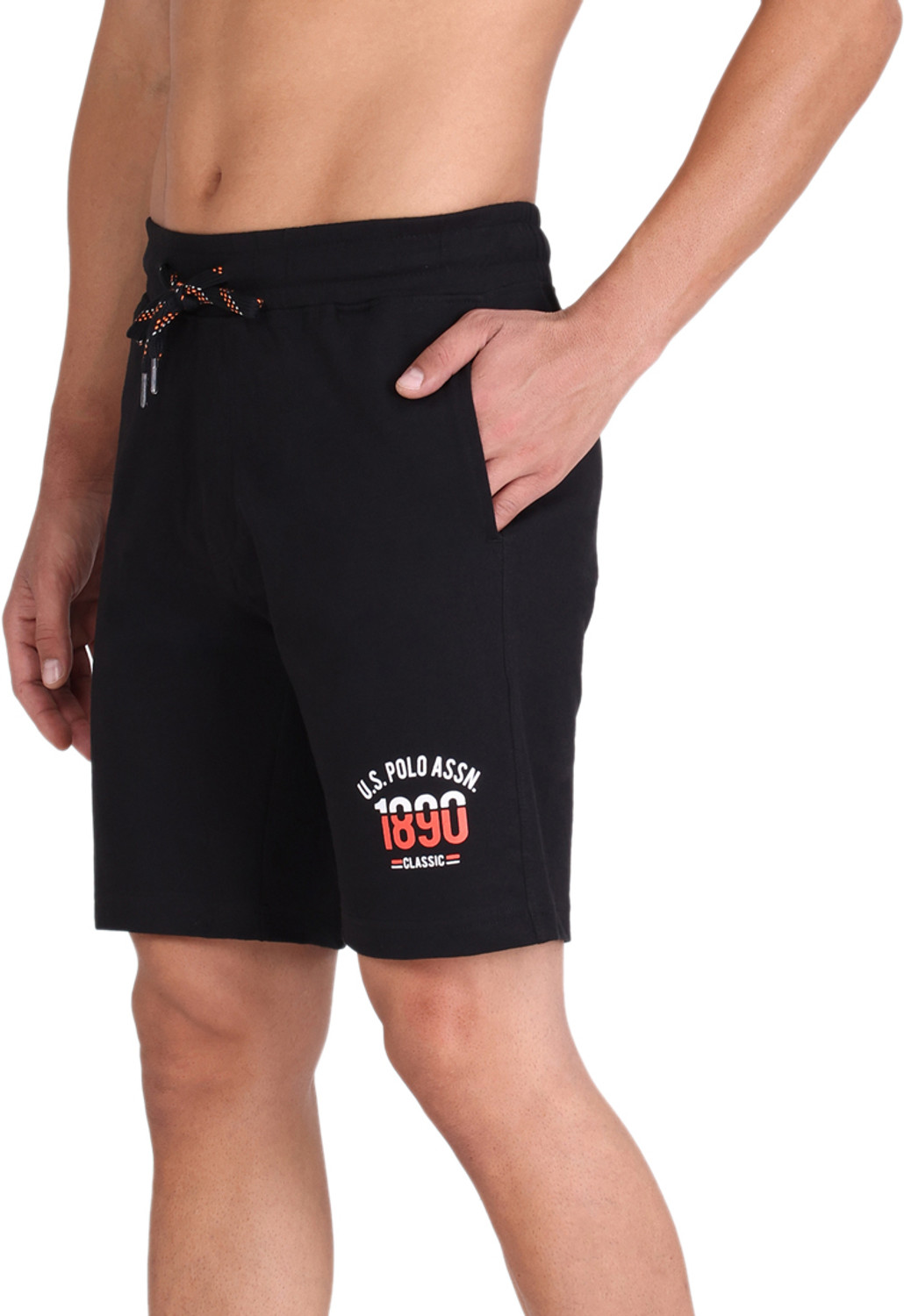 Image of U.S. POLO ASSN. Solid Men Black Basic Shorts