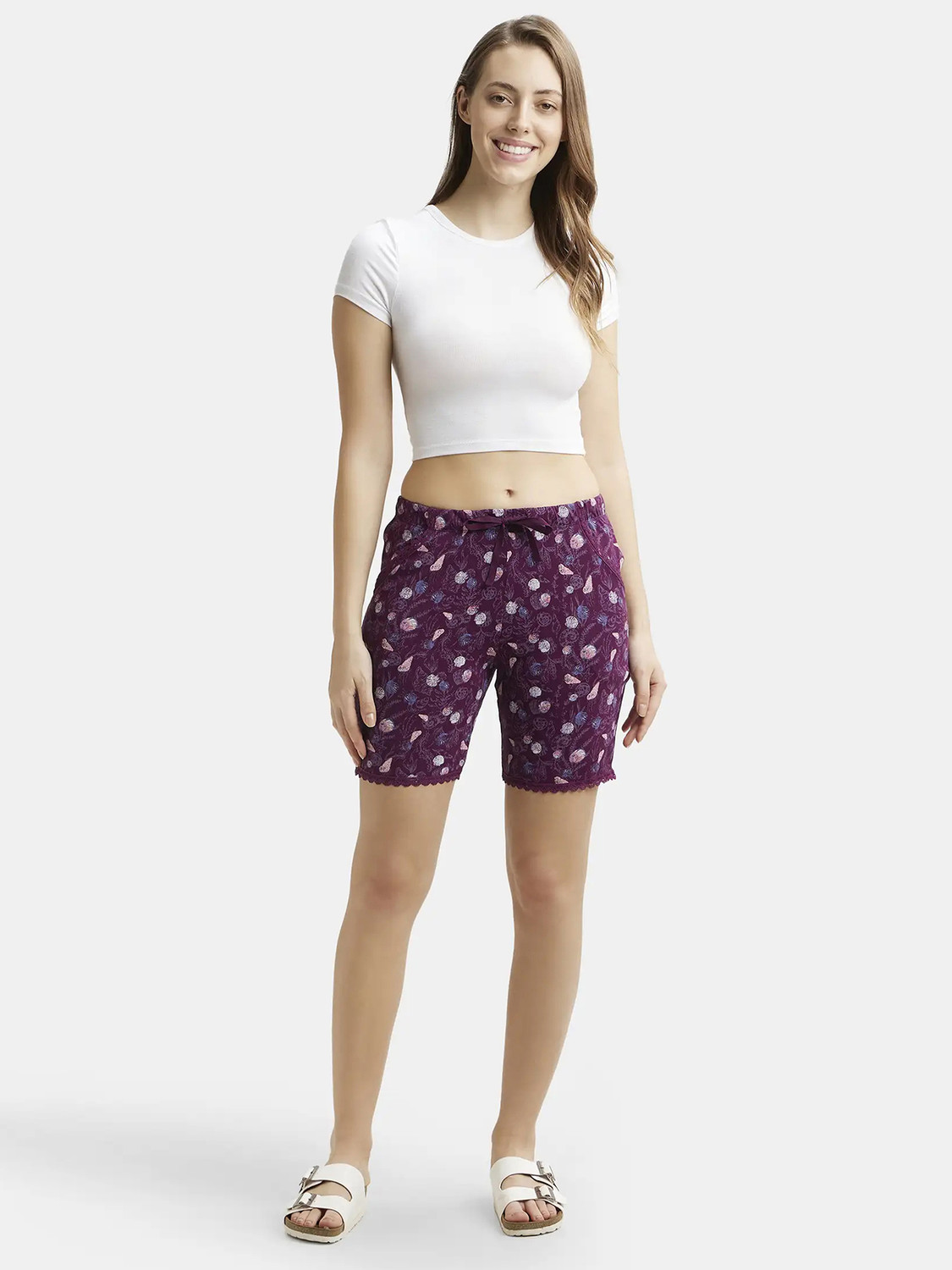Image of JOCKEY Printed Women Purple Regular Shorts