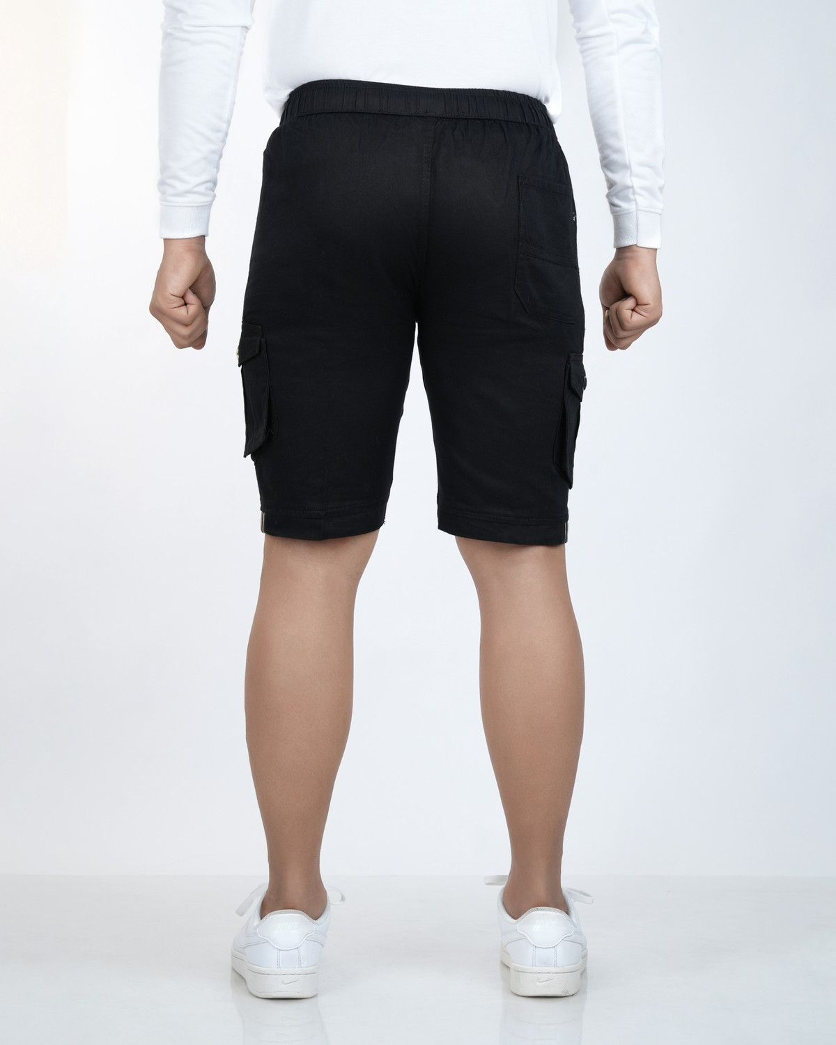 Image of ANAGH FASHION Solid Men Black Cargo Shorts