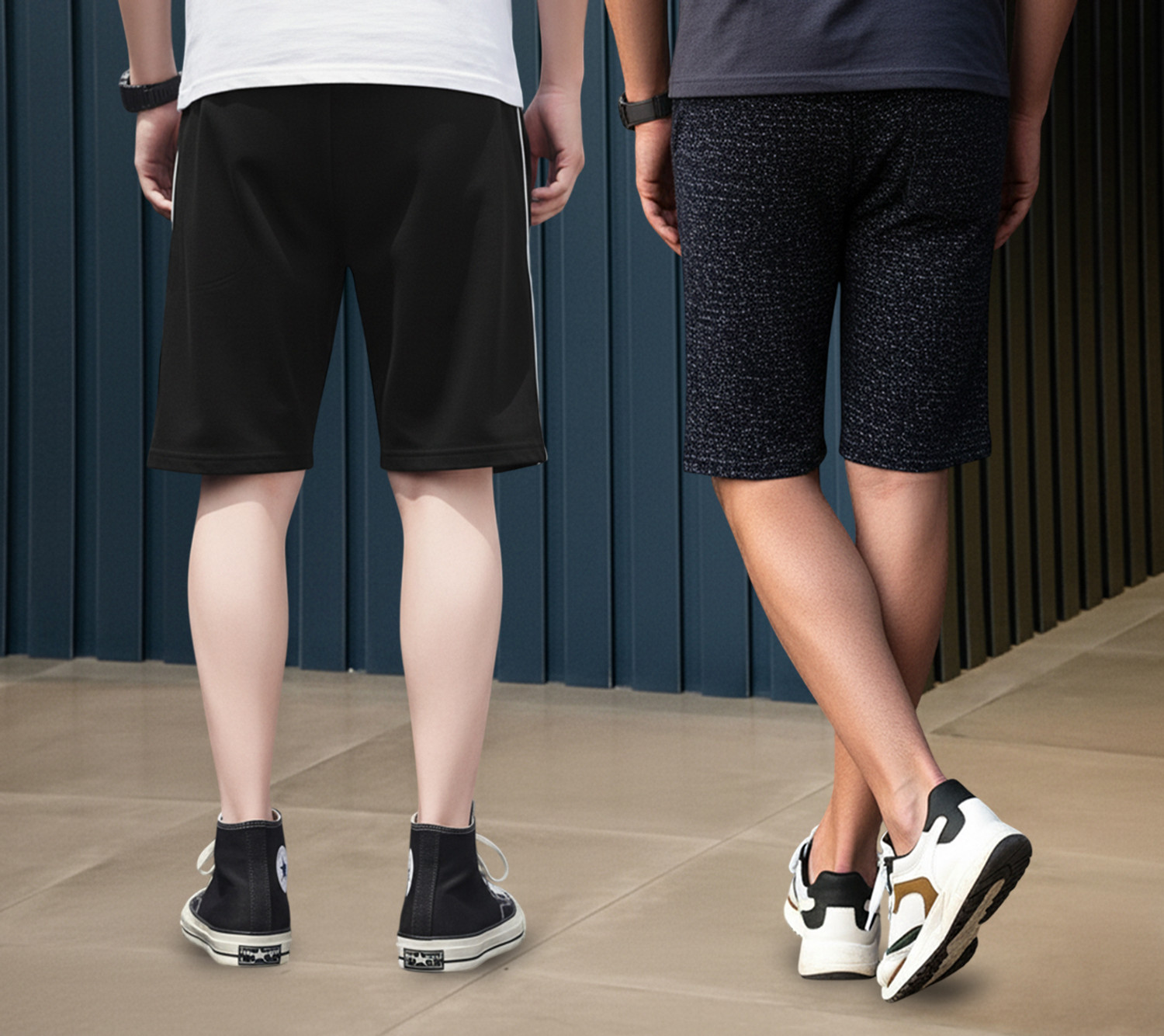 Image of FEEL TRACK Solid, Printed Men Black, Dark Blue Regular Shorts
