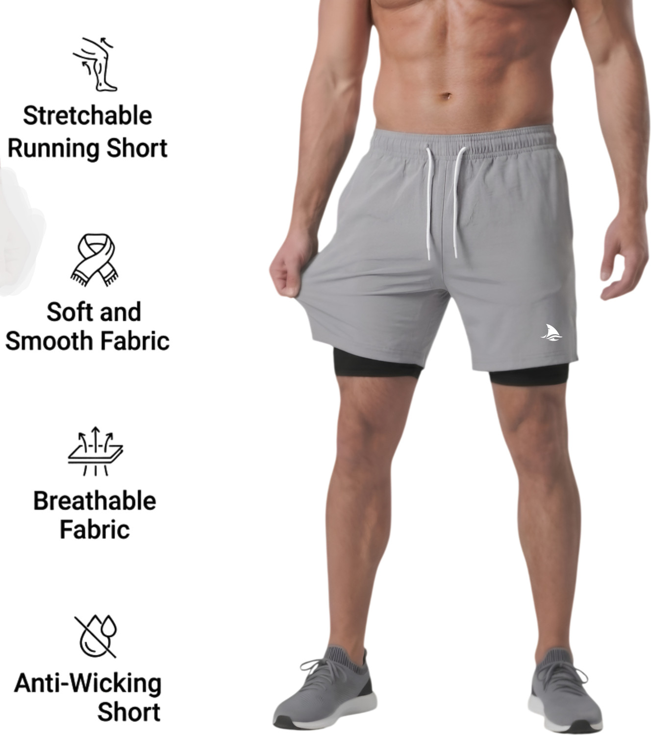 Image of BOLDSHARK Solid Men Grey Running Shorts