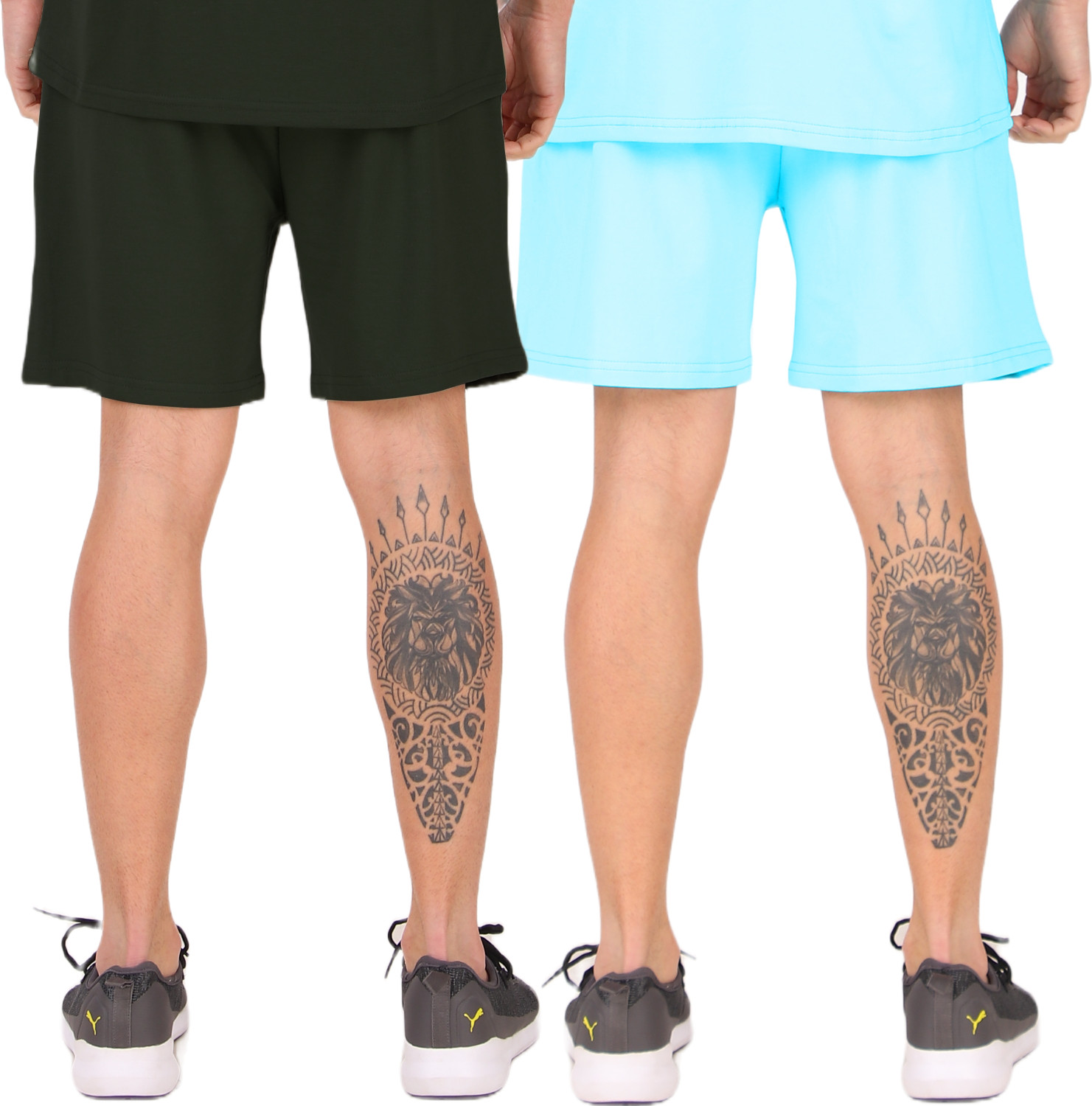 Image of London Hills Printed Men Light Blue, Black Basic Shorts