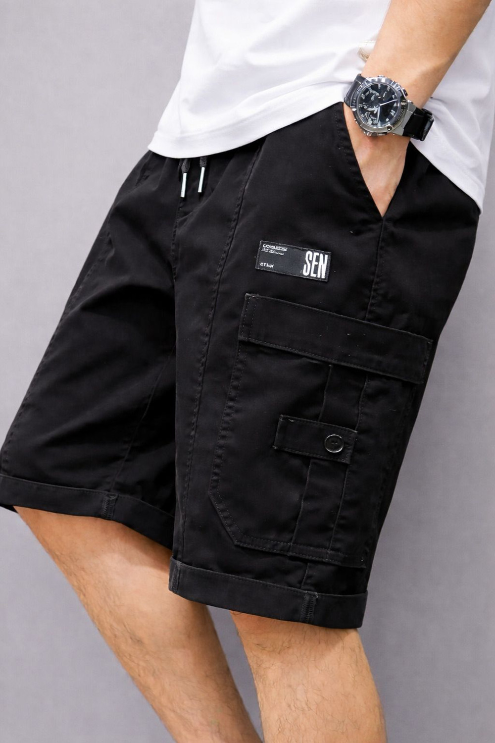 Image of UWALD CREATION Solid Men Multicolor Cargo Shorts