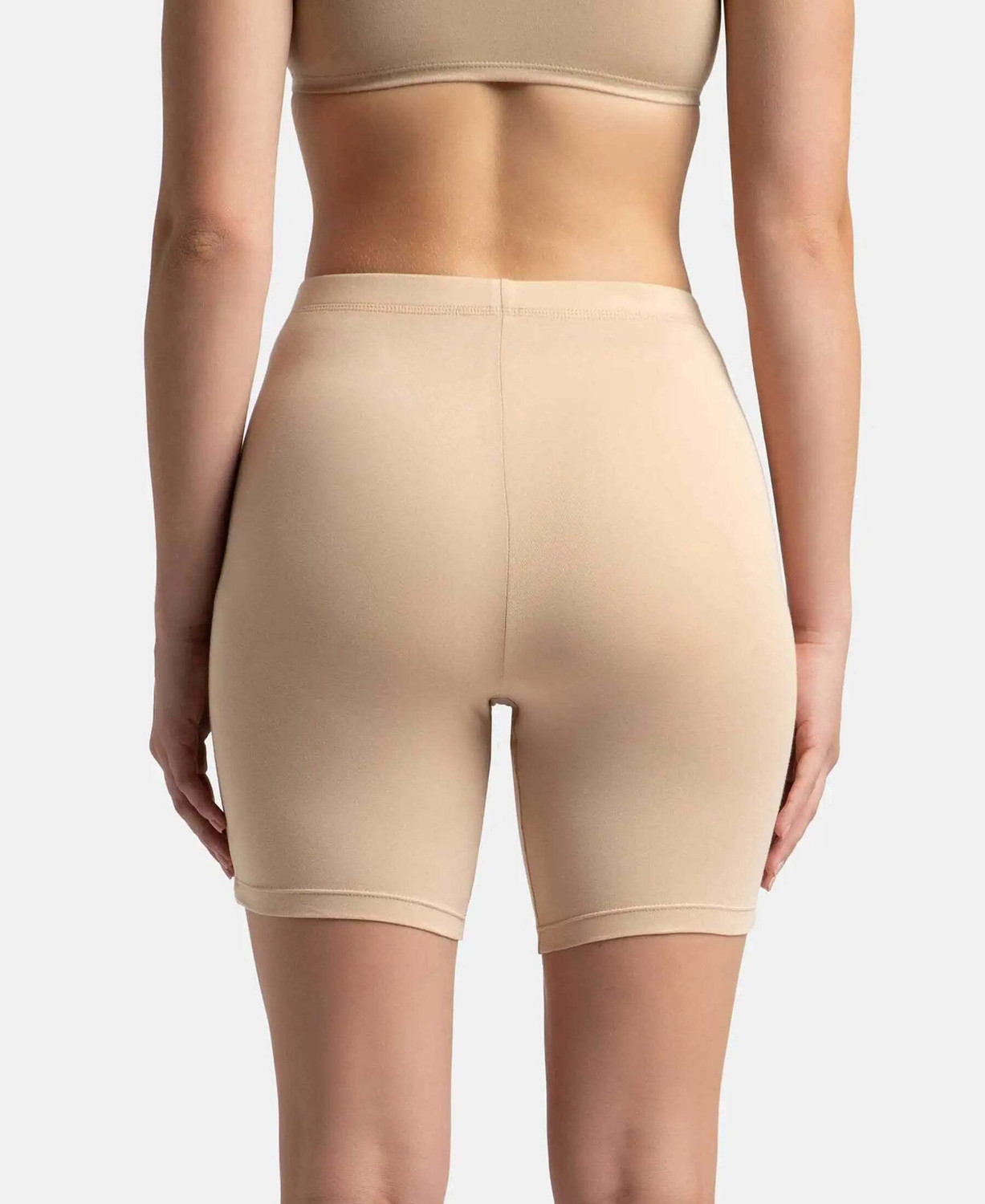Image of JOCKEY 1529 High Coverage Super Combed Cotton Elastane Stretch Women Boy Short Beige Panty