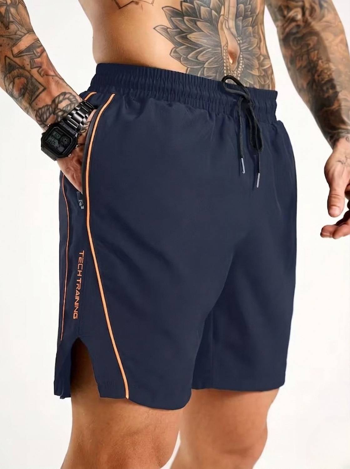 beatlain Printed Men Dark Blue Gym Shorts