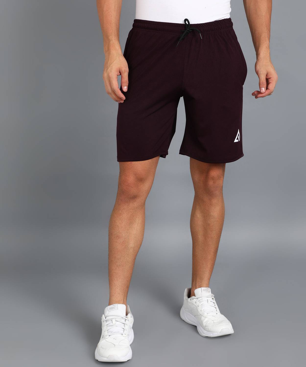 Adrenex Solid Men Maroon Sports Shorts