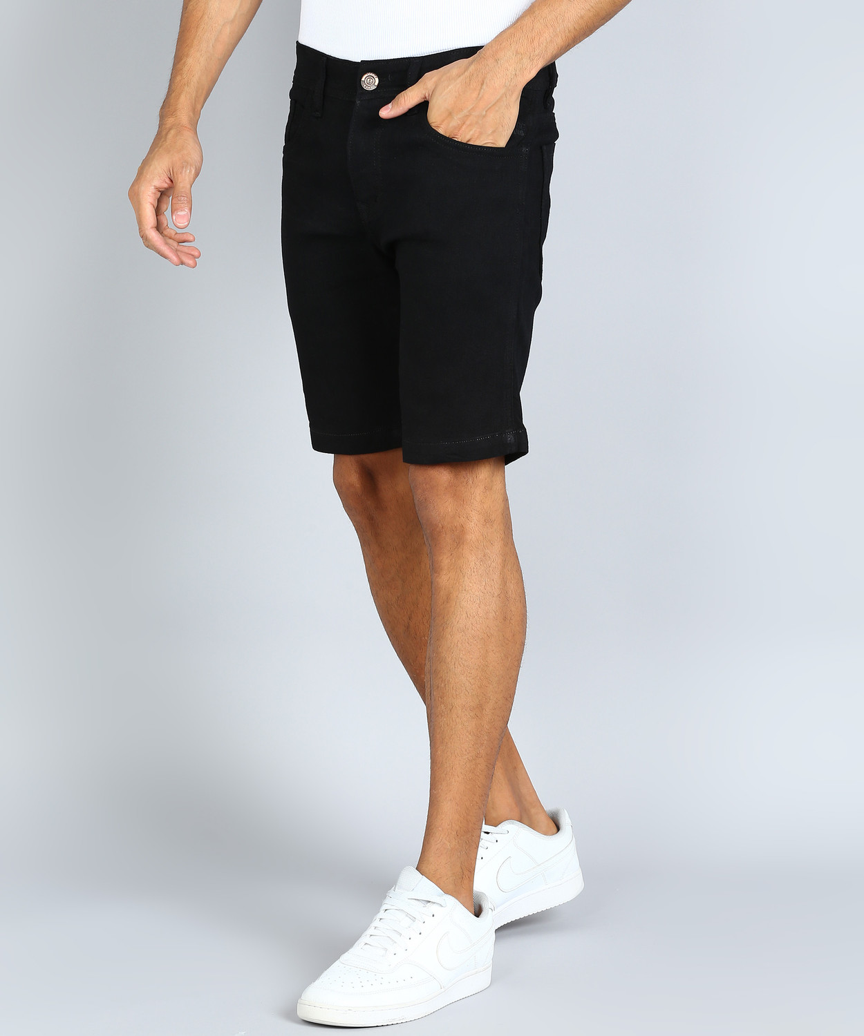 Image of Yap Solid Men Denim Black Denim Shorts