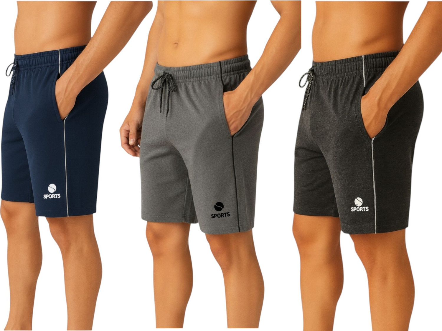 Image of Aargee Pack of 3 Solid Men Multicolor Regular Shorts
