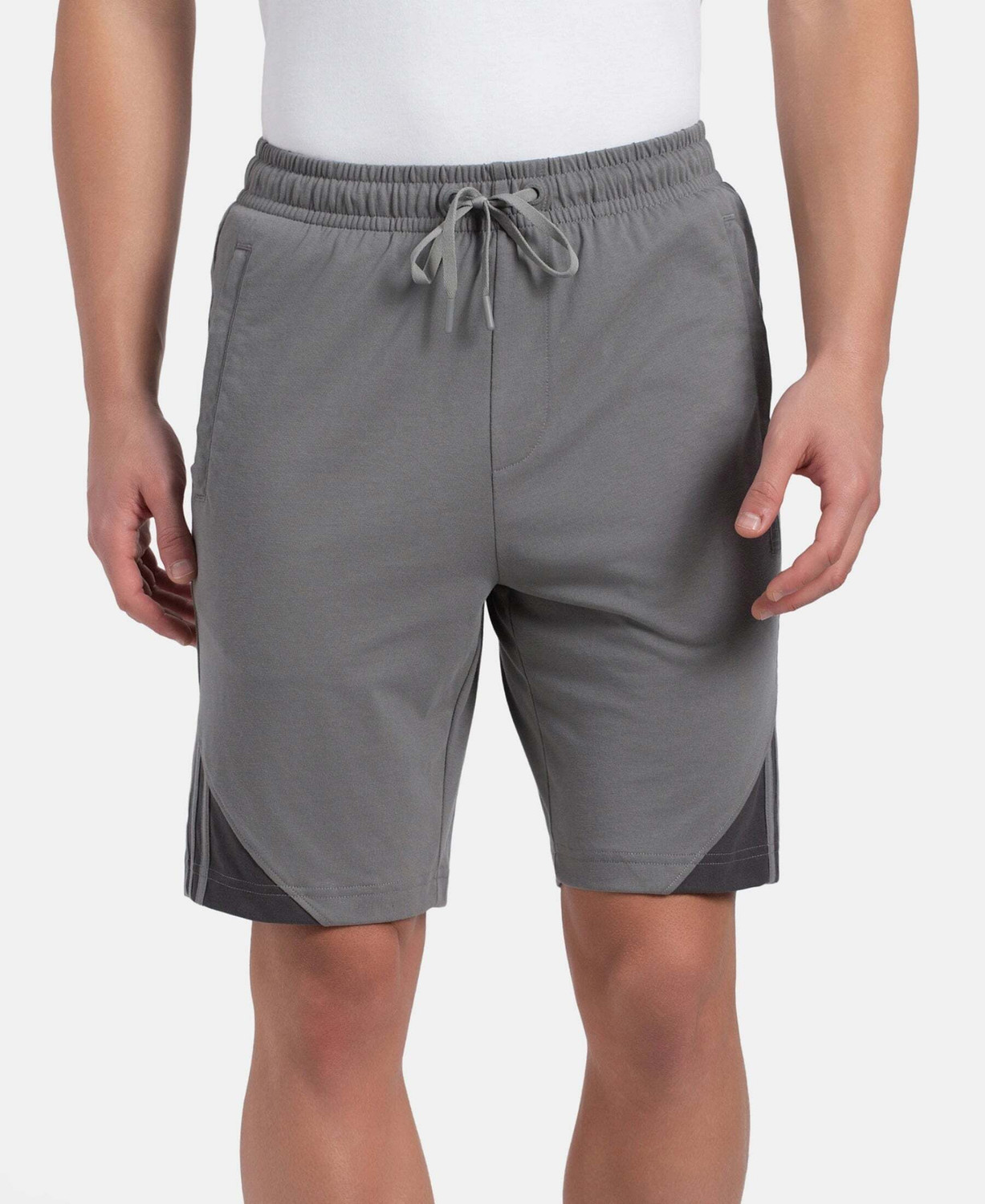 Image of JOCKEY Solid Men Grey Regular Shorts