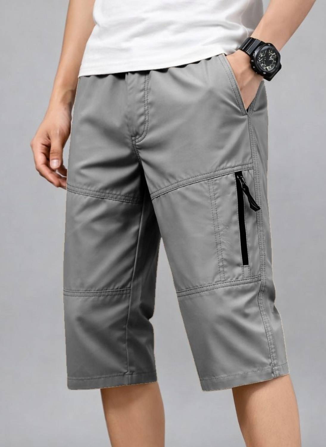 METRONAUT Cargo Zipper Short Solid Men Grey Cargo Shorts - Buy