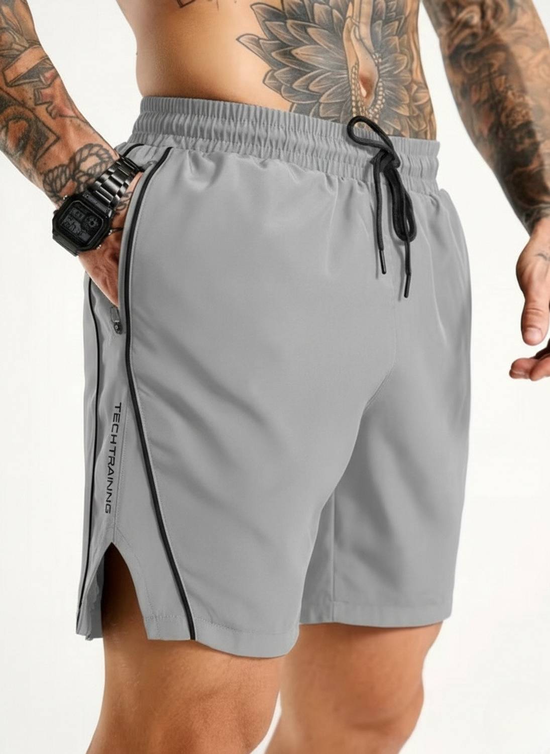 beatlain Solid Men Dark Grey Gym Shorts
