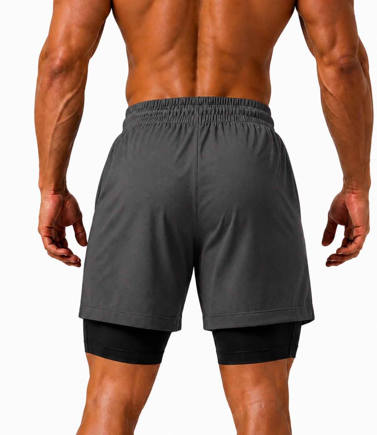 Image of JACKY FITNESS Printed Men Dark Grey Gym Shorts, Sports Shorts