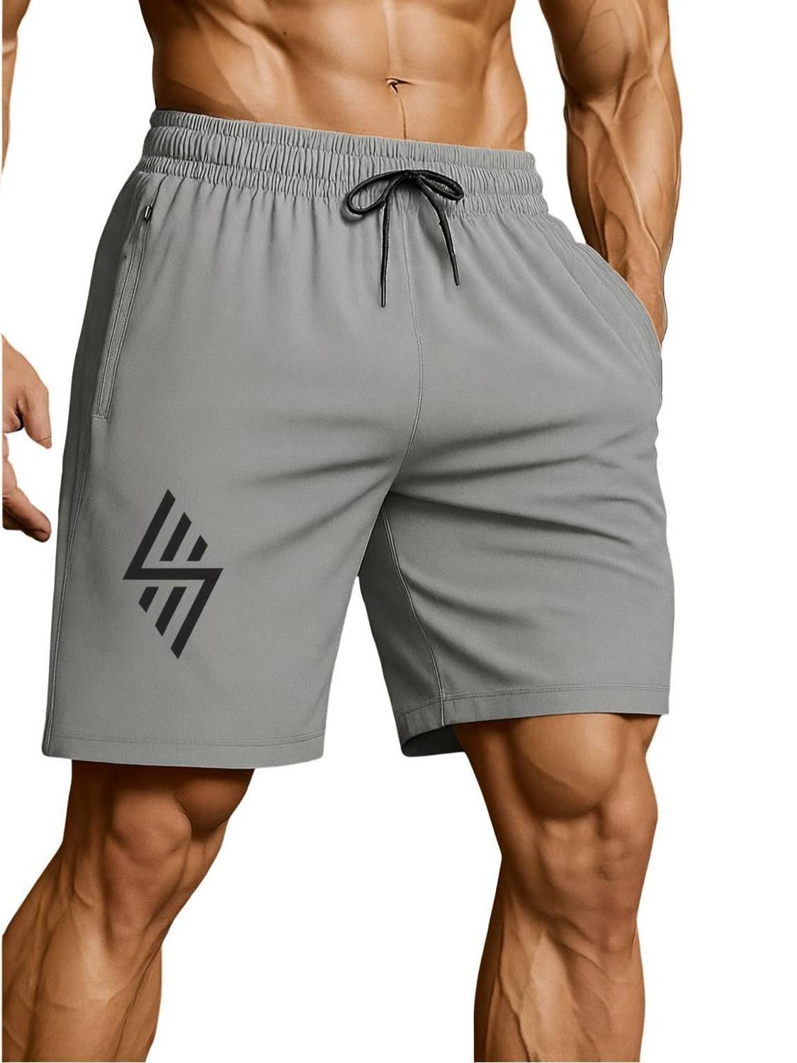 3colors Printed Men Grey Sports Shorts
