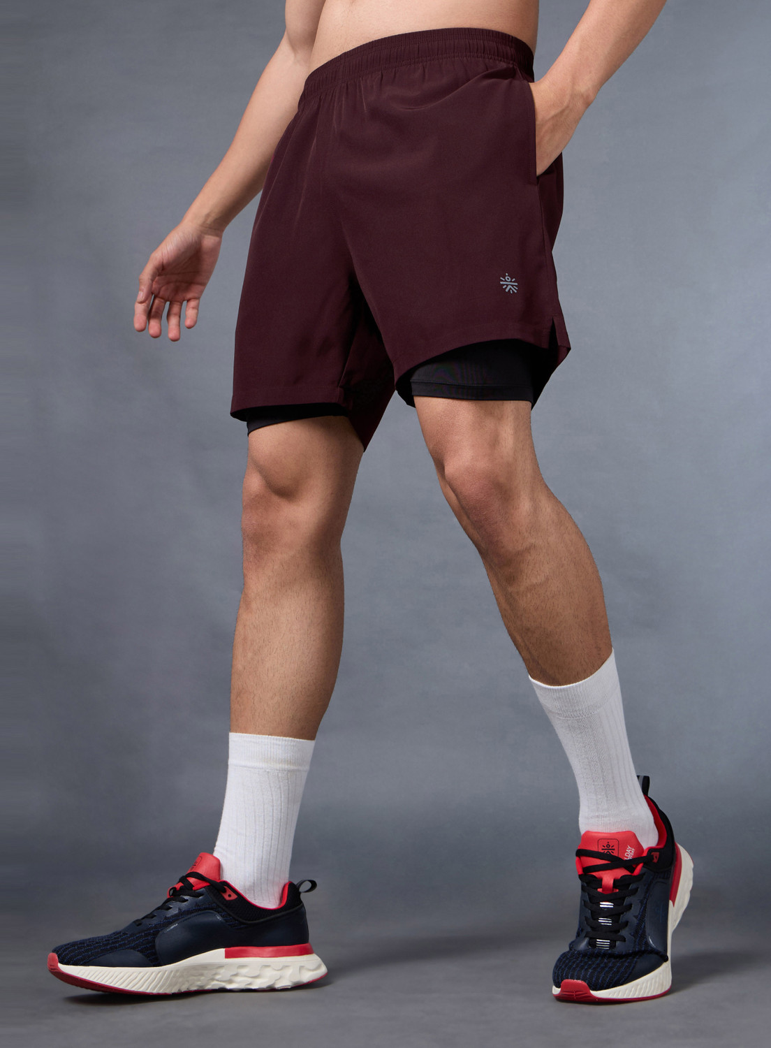 Image of Cult Solid Men Maroon Sports Shorts