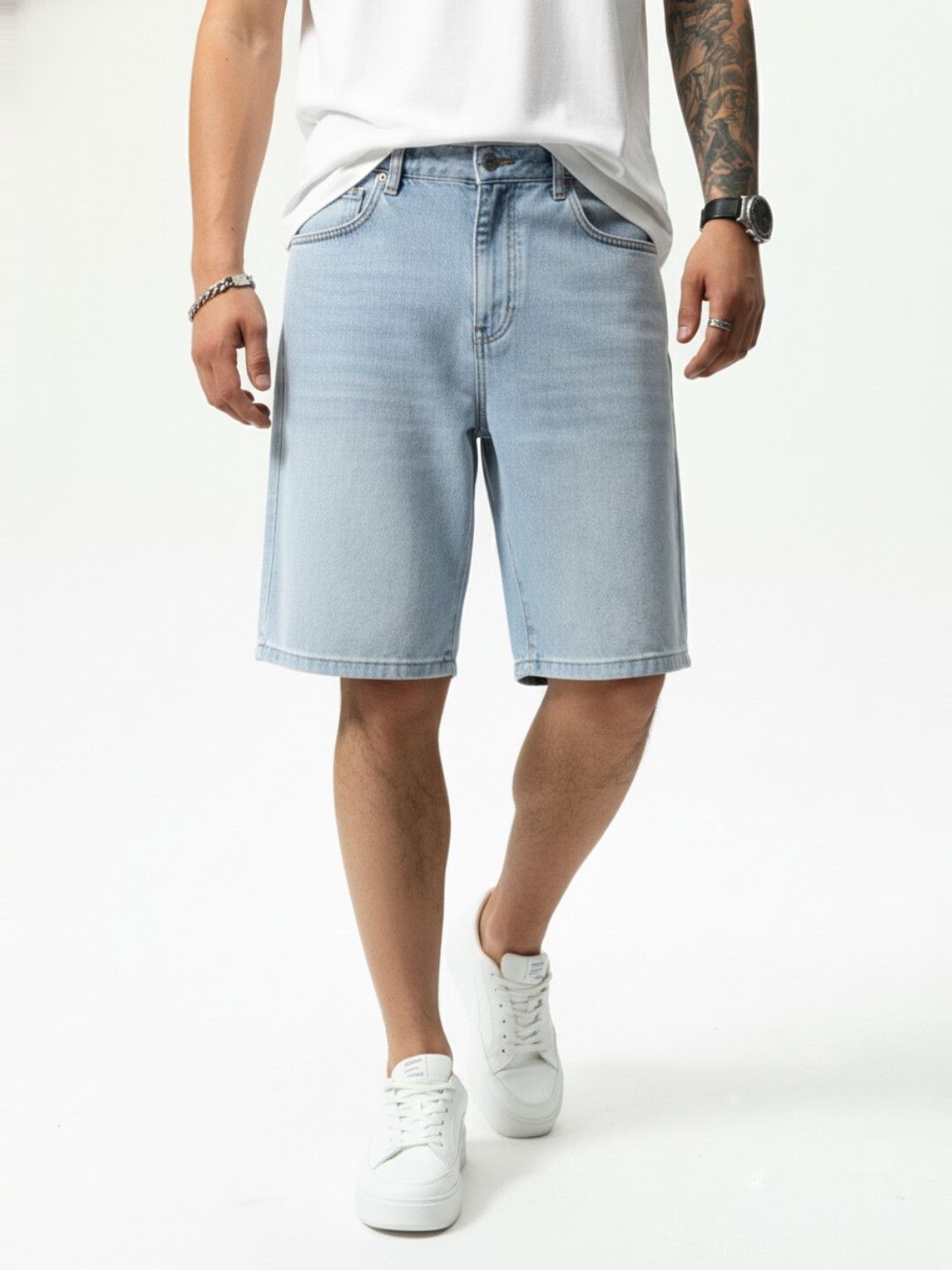 Image of Rawlane Solid Men Light Blue Regular Shorts