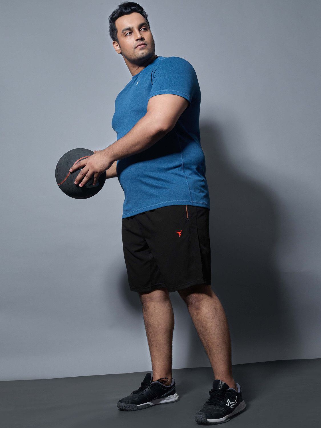 Image of TECHNOSPORT Solid Men Black Sports Shorts