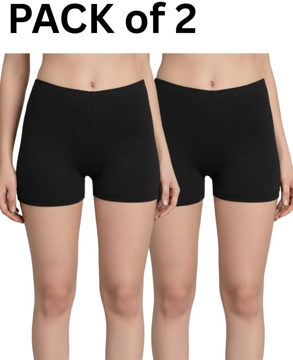 AJ Hosiery Solid Women Black Compression Shorts